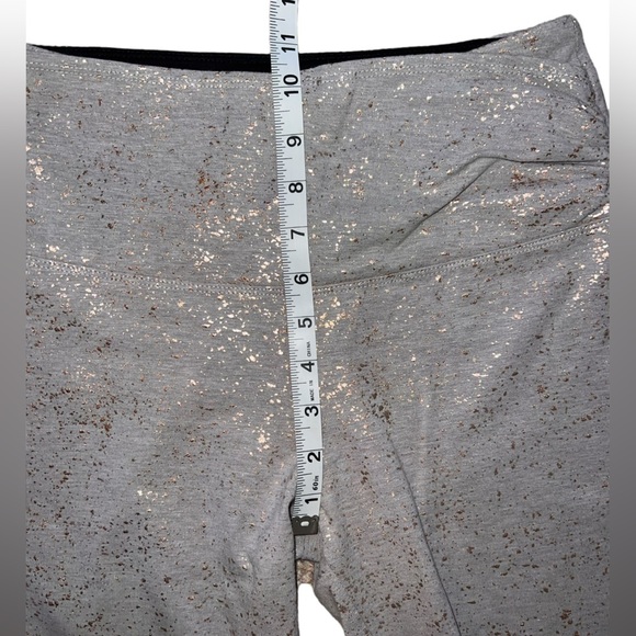 {EUC Soft Surroundings Metallic Gold Splatter High Waist Grey Legging Ruched XS} - Picture 9 of 12